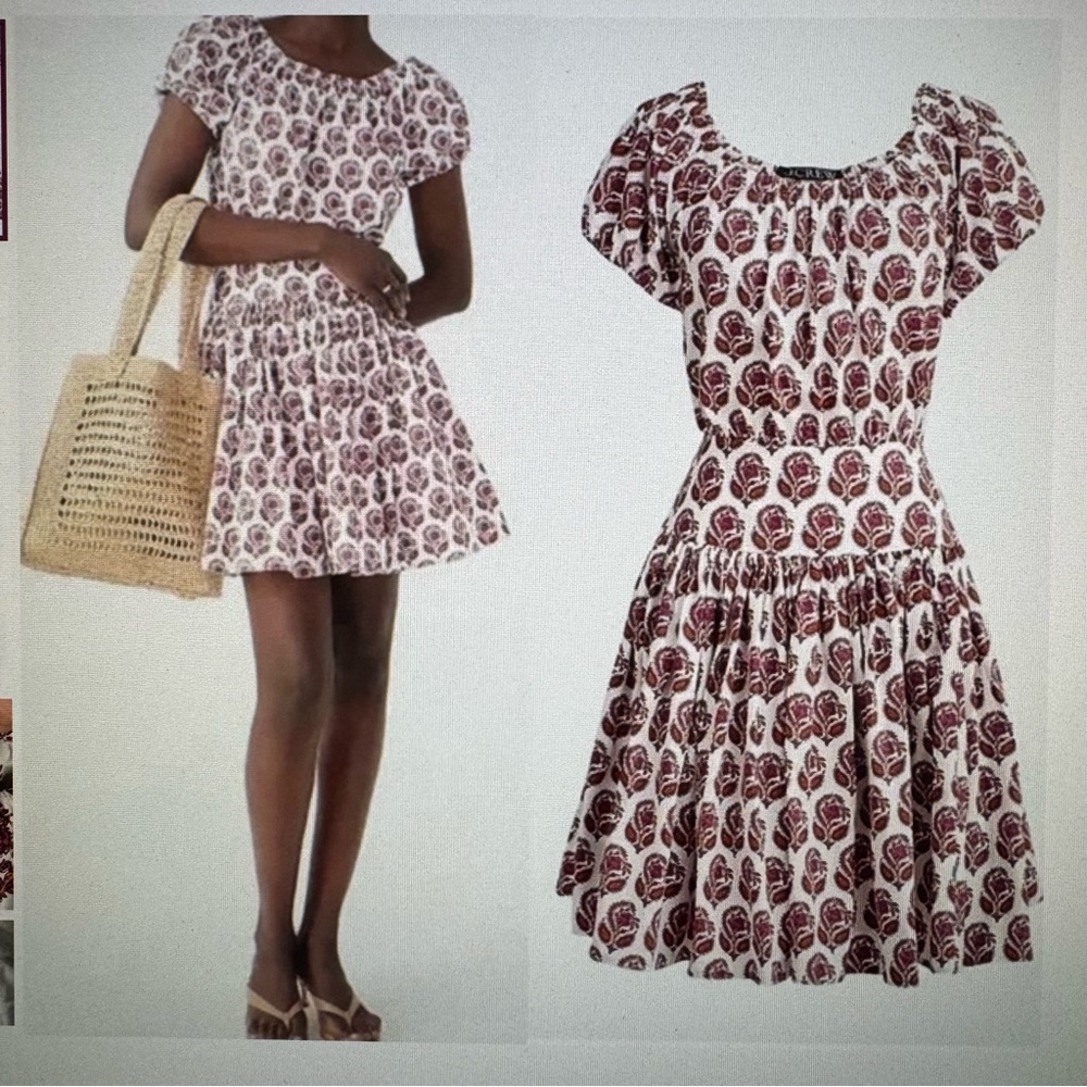 J.Crew Drop-Waist Cotton Poplin Mini Dress in Bouquet Block Print : Size 4